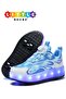 Kids Four Wheel Roller Shoes Rechargeable LED Flash Light Sneaker Skate Heelys Shoes