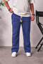 Men's Baggy Fit Green 3 Thread Fleece-Lined Navy Blue Sweatpants Ke-7031