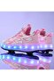 Kids Four Wheel Roller Shoes Rechargeable LED Flash Light Sneaker Skate Heelys Shoes - 5