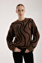 Plush Fabric Long Oversized Patterned Sweater - 2