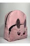 Girl's Plush Embroidered Glitter Mini Backpack with Ear Detail – Leather-Look Bag