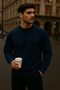 Men's Oversized Winter Navy Blue Long Sweater