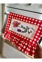 Red Cross-Stitch Patterned Stove Cover (Cross-Stitches May Vary) - 4