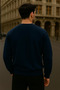 Men's Oversized Winter Navy Blue Long Sweater - 2