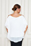 Plus Size Women's Chiffon Blouse – Stone Sleeve Detail, Sandy Fabric Inside - 6
