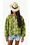 Women's Bohemian Embroidered Bomber Gabardine Jacket - Green - 4
