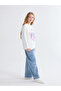 Ecru Crew Neck and Angel Printed Girls' Sweatshirt - 2
