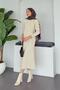 Ecru Fi Knitwear Dress - Side Gathered - 4