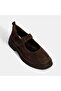 Women's Brown Adjustable Buckle Mary Jane Suede Casual Shoes - 5