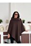 Women's Woven Collar Button Detailed Stylish Design Hijab Poncho