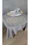Set of 6 Coffee Side Stylish Presentation Napkins with Tulle Guipure - 3