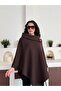 Women's Woven Collar Button Detailed Stylish Design Hijab Poncho - 4