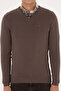 Men's Slim Fit V-Neck Taupe Basic Sweater 50313668-VR052 - 6