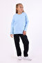 Boy's Sweatshirt Crew Neck 3Yarns Ş Fleece-Lined Basic Girl's Sweatshirt 5-14 Years Old Blue