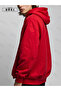 Scary Wolf Printed Oversized Red Hooded Sweatshirt Black Pants – Comfortable and Stylish Hoodie - 3