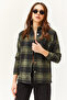 Women's Khaki Black Pocketed Thick Plaid Lumberjack Shirt Gml-19001396 - 3