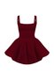 Paros Balloon Skirt Short Burgundy Dress - 2