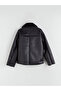Xside Black Plush Biker Collar Women's Suede Coat - 8