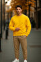 Men's Casual Basic Yellow Loose Sweater - 4