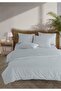 Line %100 Cotton Ranforce Akay Light Blue Yarn Dyed Duvet Cover Set Double Size - 200X220 cm