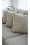 Milk Coffee Houndstooth Patterned Decorative 4-Piece Throw Pillow Cover and Tasseled Runner Cover Set 5 Pieces - 2