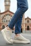 Men's Cream Daily Lace-Up Suede Sports Shoes High Thick Sole Casual Stylish Comfortable Sneaker