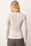 Women's Ecru U-Neck Button Detailed Front Slit Soft Textured Blouse Arm-26K001038 - 3