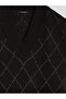 Lcwaikiki classic black baklava patterned Oversized women's knitwear sweater - 6