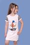 Girl's Printed Regular Fit Crew Neck Short Sleeve Dress - Garni & Lace Detail