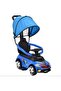 3-in-1 Ride On Push Car with Removable Canopy, Storage Compartment, Guardrails, Music & Light - Blue