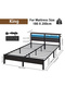 180cm wide LED Storage Bed Frame with Charging Station, Upholstered Headboard