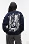 Unisex Oversize Sweatshirt Dolce Casa Printed Navy Blue – Crew Neck, 3 Thread Ribs