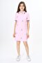 Girl's Printed Regular Fit Polo Neck Buttoned Short Sleeve Dress - Belted
