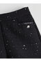 Lcw Kids Black Sequin Embroidered Tweed Jacket for Girls - 3