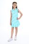 Girl's Printed Regular Fit Polo Neck Buttoned Sleeveless Dress -
