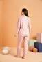 Floral Buttoned Women's Pajama Set - Long Sleeve - 4