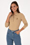 Women's Sand Basic Polo Neck Sweatshirt 50307755-Vr085