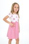 Girl's Printed Regular Fit Crew Neck Short Sleeve Dress - Color Block - 2