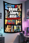 Gta Printed Wall Covering – Gamer-Themed, High-Quality Fabric, Tapestry Wall Carpet