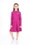 Girl's Printed Relax Fit Polo Neck Buttoned Long Sleeve Dress -