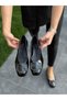 Black Patent Leather Buckle Women's Casual Shoes - 2