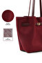 Burgundy Suede Shk159 Suede Fabric, Lined, Snap Fasteners, Lock Detail Handbag, Shoulder Bag - 5