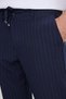 Men's Slim Fit slim fit navy blue striped trousers with waffle fabric and lace-up waist - 3