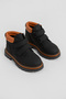 Children's Unisex Black Orange Thick Thermo Sole Warm Lined Double Velcro Boots - 3