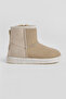 Girl's Beige Glitter Thermo Sole Suede Look Short Boots with Fur Inside - 2
