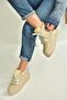 V367343402 Beige Suede Thick Soled Women's Boots with Fur Inside - 4