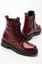 02-2003 Burgundy Wrinkled Patent Leather Lace-Up Zippered Casual Women's Boots - 5
