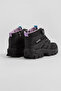 Children's Unisex Black Lilac Thick Rubber Sole Rubber Laced Velcro Outdoor Trekking Boots - 4