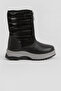 Children's Unisex Black Thick Thermo Sole Inflatable Snow Boots with Writing on the Front, Warm Lining and Zipper - 2