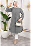 Button Detailed Aerobin Tunic 0175-12 Light Gray